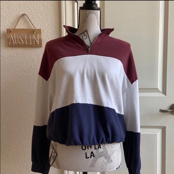 Pacsun LA Hearts Color Block Quarterzip - Picture 2 of 4